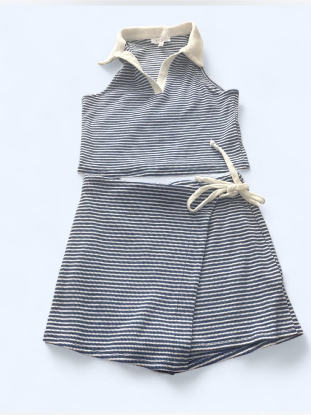 Striped Navy and White Collared Kids Dress Set